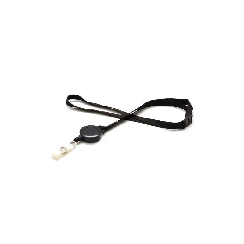 Cordon satin 10 mm avec enrouleur Zipcord - Noir (x100)