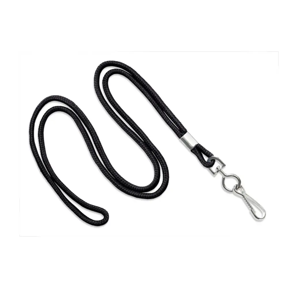 Polyester 3mm Round Black Lanyard with Swivel Clip (x100)